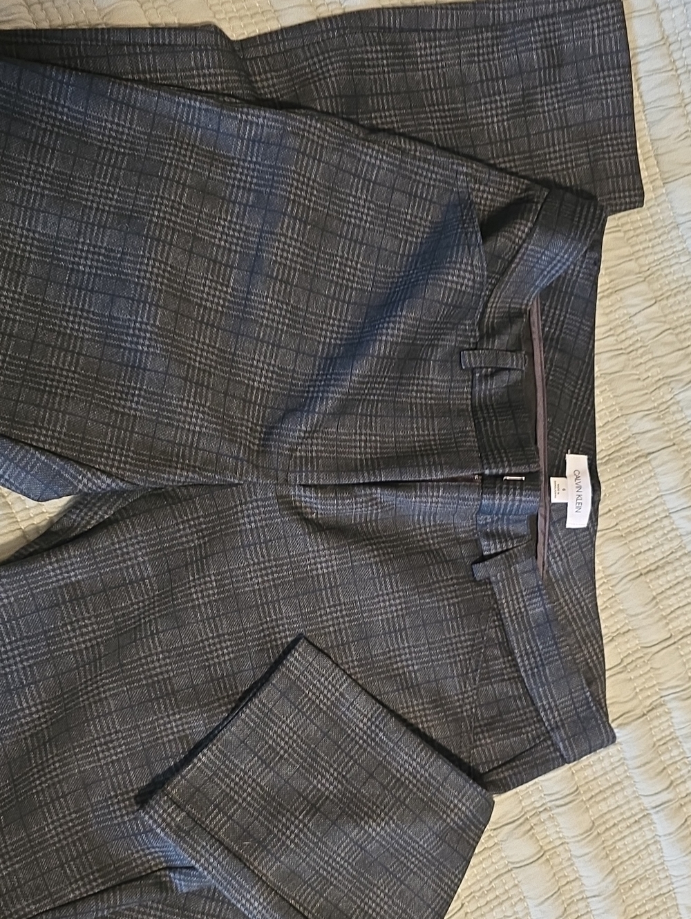 Calvin Klein Black and Gray Glen Plaid Dress Pants
